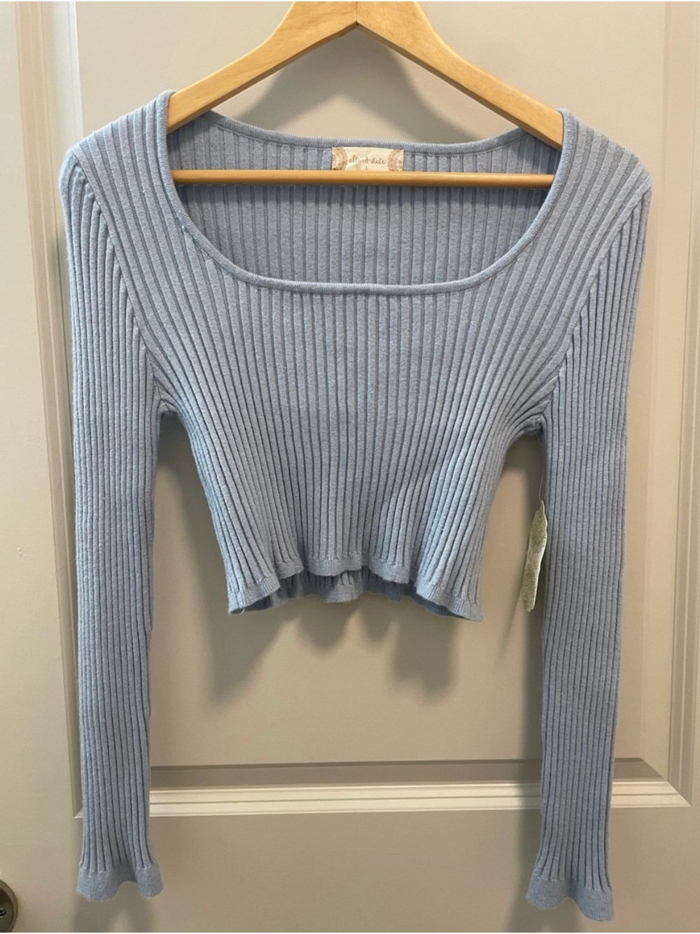 Altar'd State Light Blue Ribbed Square-Neck Crop Top
